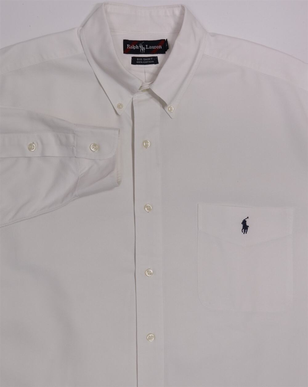 Ralph Lauren Big Shirt Solid White Oxford Cotton Dress Shirt Large